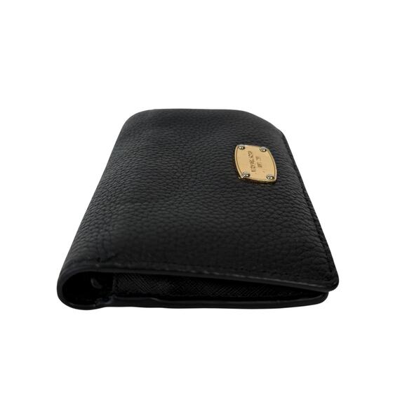 Michael Kors Black Pebbled Leather Slim Bifold Wallet Jet Set Gold Tone - Picture 16 of 16